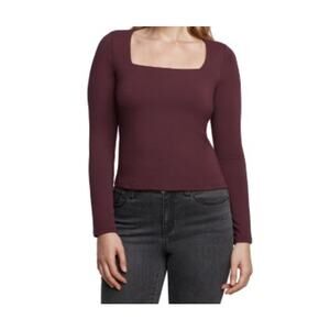 Express Women's Square Neck Top Burgundy Size M